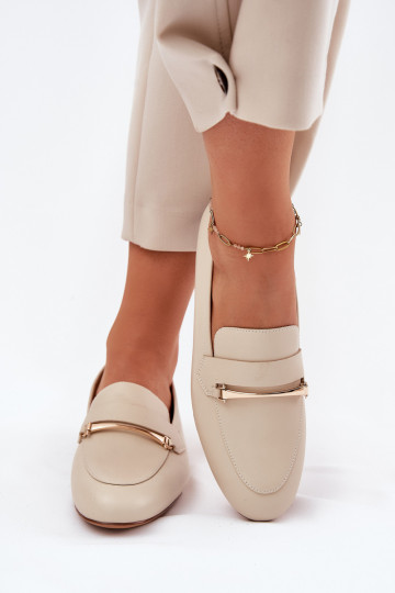 Peau chaussures mocassins pour femmes Il fautciejka K6809-04 beige