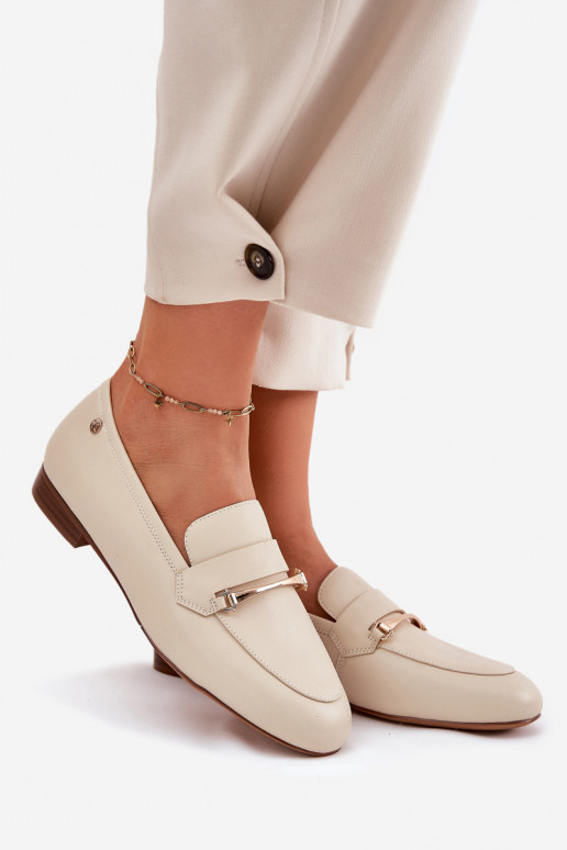 Peau chaussures mocassins pour femmes Il fautciejka K6809-04 beige Peau chaussures mocassins pour femmes Il fautciejka K6809-04 beige