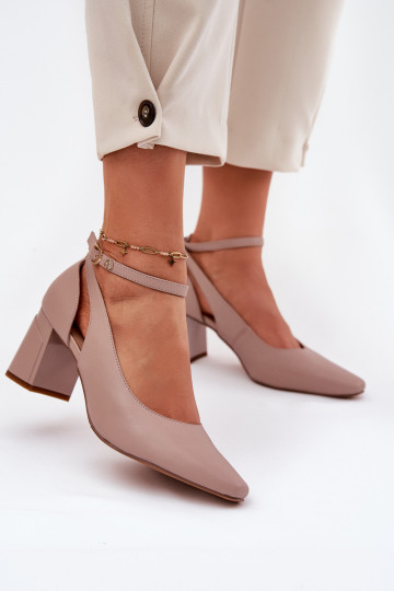 Peau Chaussures avec des talons Il fautciejka K6816-04 beige 2