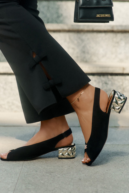 en daim Style élégant Sandales pour femmes CheBello 4724 couleur noire en daim Style élégant Sandales pour femmes CheBello 4724 couleur noire