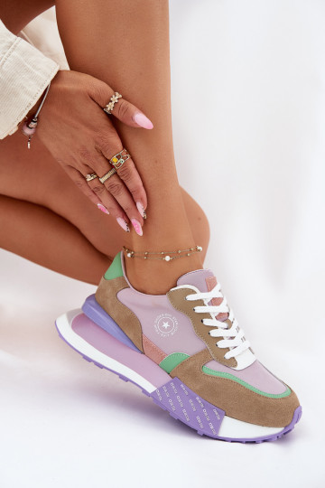 en daim Chaussures modèle baskets Féminin avec une plateforme Big Star RR274815 HI-POLY SYSTEM couleur rose