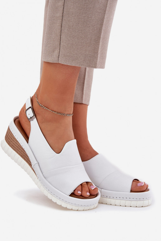 Sandales pour femmes Peau Sur un coin Artiker 56C0918 couleur blanche