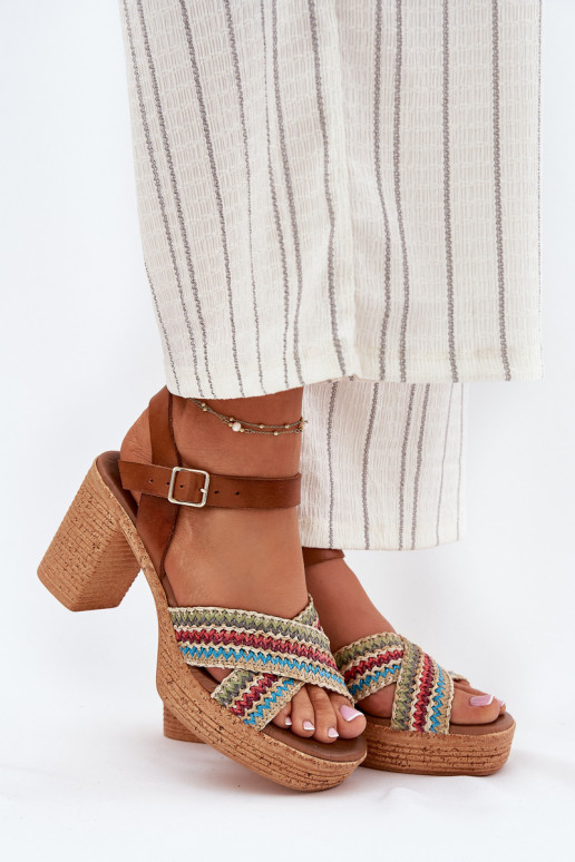 Sandales à talons pour femmes Avec tresse À Paskach Zazoo 40460 marron