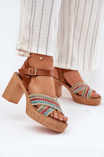 Sandales à talons pour femmes Avec tresse À Paskach Zazoo 40460 marron 2