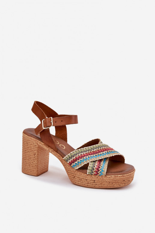 Sandales à talons pour femmes Avec tresse À Paskach Zazoo 40460 marron