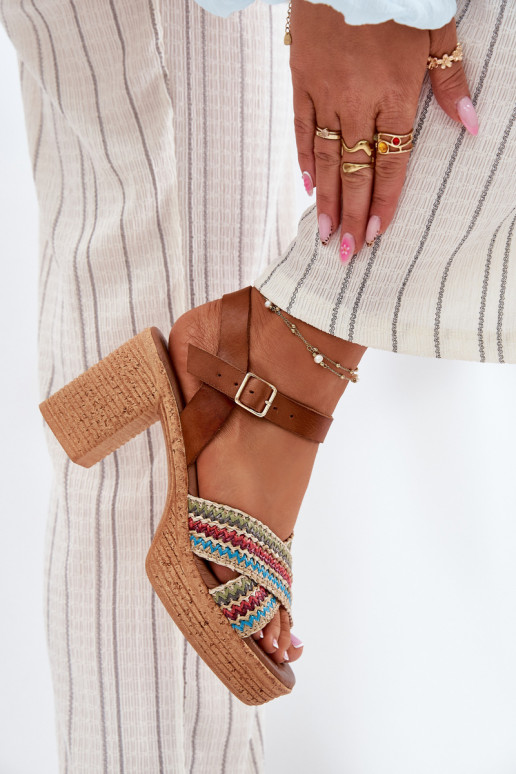 Sandales à talons pour femmes Avec tresse À Paskach Zazoo 40460 marron