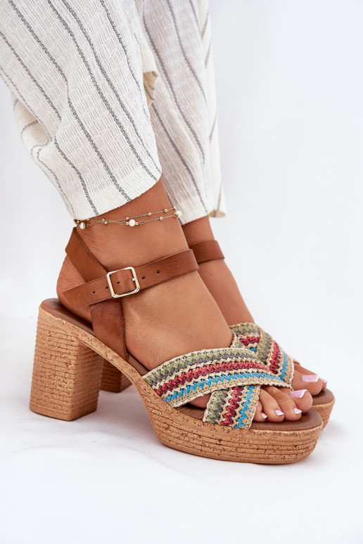 Sandales à talons pour femmes Avec tresse À Paskach Zazoo 40460 marron