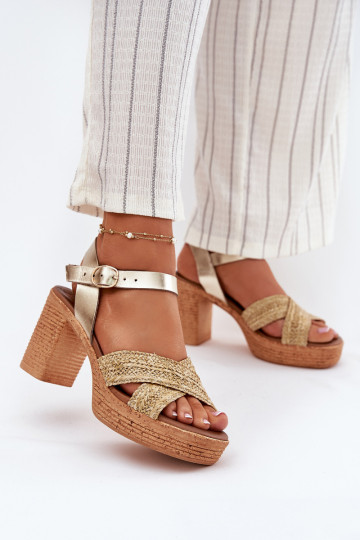 Sandales à talons pour femmes Avec tresse À Paskach Zazoo 40460 couleur dorée