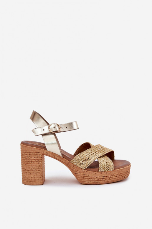 Sandales à talons pour femmes Avec tresse À Paskach Zazoo 40460 couleur dorée