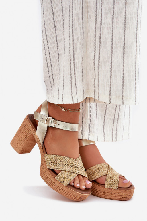 Sandales à talons pour femmes Avec tresse À Paskach Zazoo 40460 couleur dorée