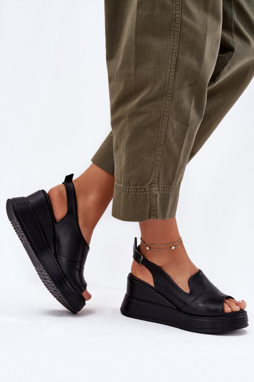 Peau Féminin Sandales à plateforme Artiker 52C0484 couleur noire