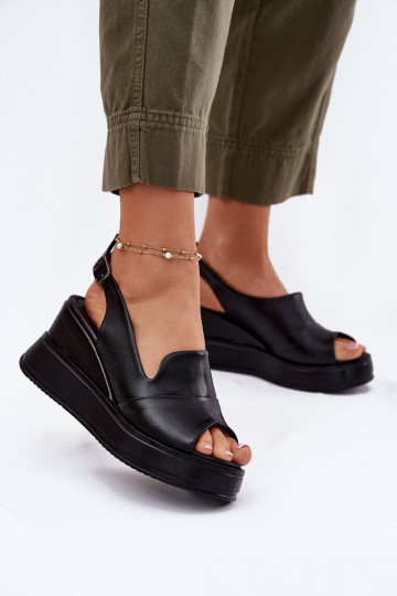 Peau Féminin Sandales à plateforme Artiker 52C0484 couleur noire 2