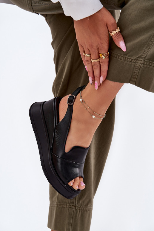 Peau Féminin Sandales à plateforme Artiker 52C0484 couleur noire