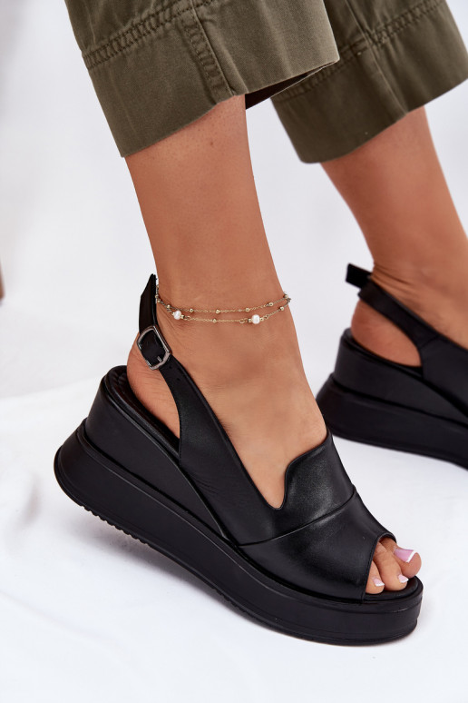 Peau Féminin Sandales à plateforme Artiker 52C0484 couleur noire