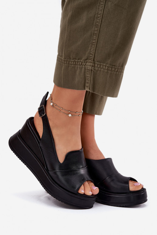 Peau Féminin Sandales à plateforme Artiker 52C0484 couleur noire