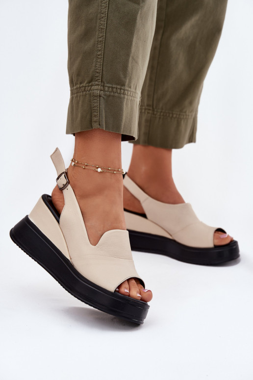 Peau Féminin Sandales à plateforme Artiker 54C0401 beige