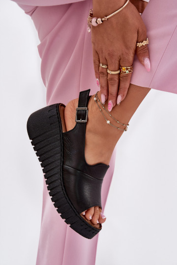 Sandales pour femmesActivéturalnej Skóry Sur un coin Artiker 54C0791 couleur noire 2