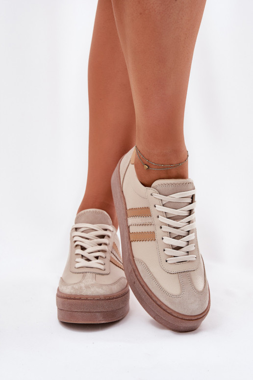 Peau Chaussures modèle baskets Féminin avec une plateforme Zazoo N1234 beige Peau Chaussures modèle baskets Féminin avec une plateforme Zazoo N1234 beige