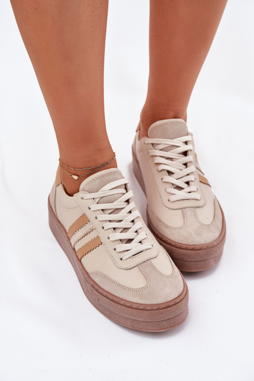 Peau Chaussures modèle baskets Féminin avec une plateforme Zazoo N1234 beige Peau Chaussures modèle baskets Féminin avec une plateforme Zazoo N1234 beige