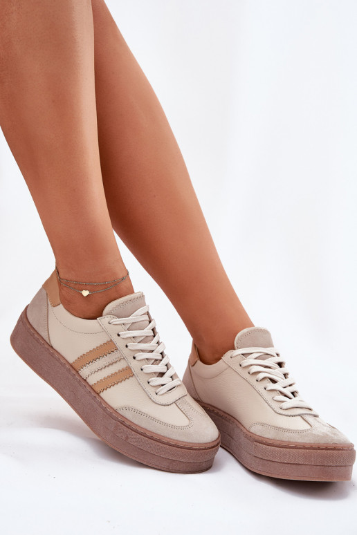 Peau Chaussures modèle baskets Féminin avec une plateforme Zazoo N1234 beige Peau Chaussures modèle baskets Féminin avec une plateforme Zazoo N1234 beige