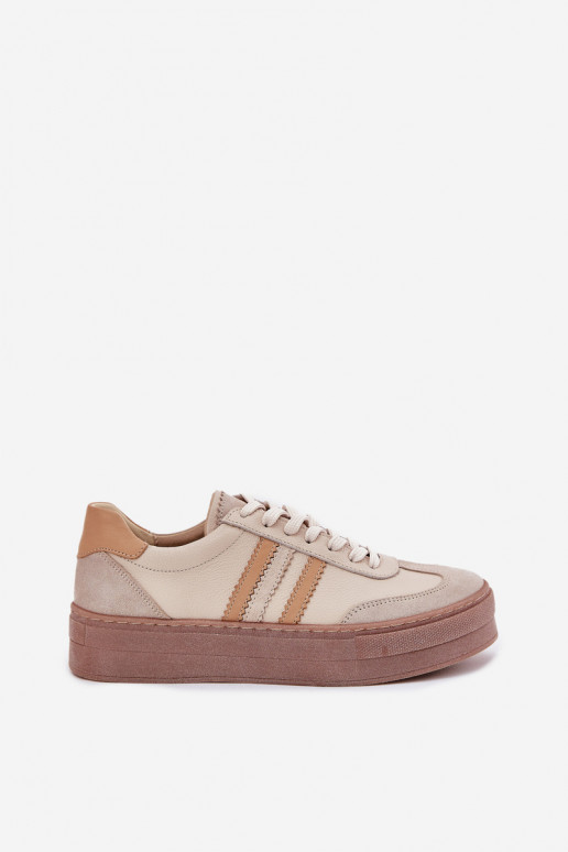 Peau Chaussures modèle baskets Féminin avec une plateforme Zazoo N1234 beige Peau Chaussures modèle baskets Féminin avec une plateforme Zazoo N1234 beige