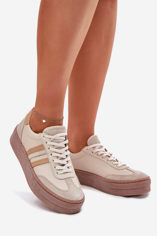 Peau Chaussures modèle baskets Féminin avec une plateforme Zazoo N1234 beige Peau Chaussures modèle baskets Féminin avec une plateforme Zazoo N1234 beige