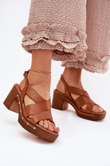 Sandales à talons pour femmes Zazoo 1081 marron