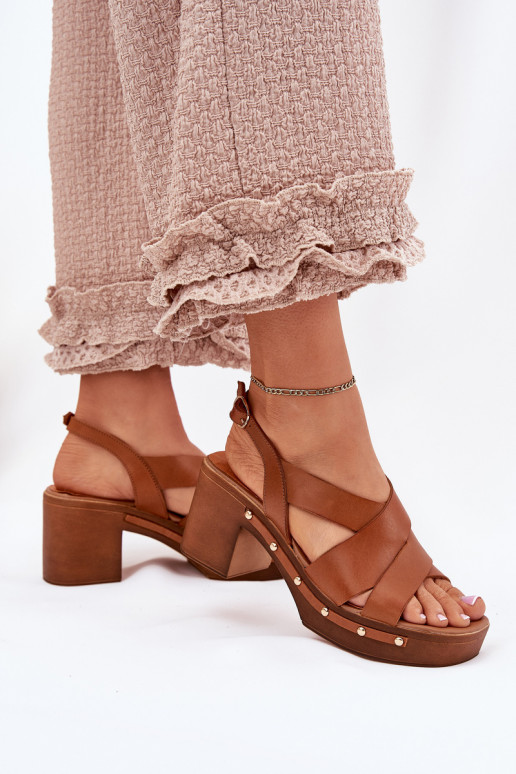 Sandales à talons pour femmes Zazoo 1081 marron