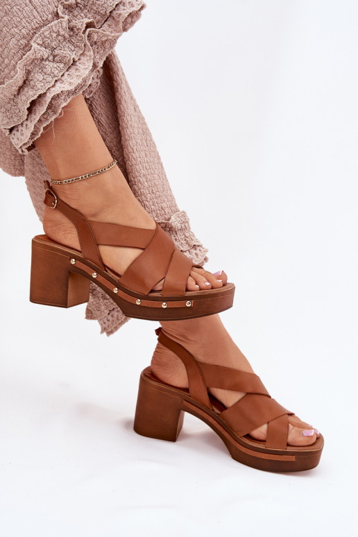 Sandales à talons pour femmes Zazoo 1081 marron