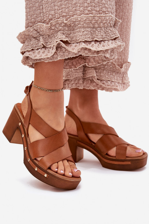 Sandales à talons pour femmes Zazoo 1081 marron