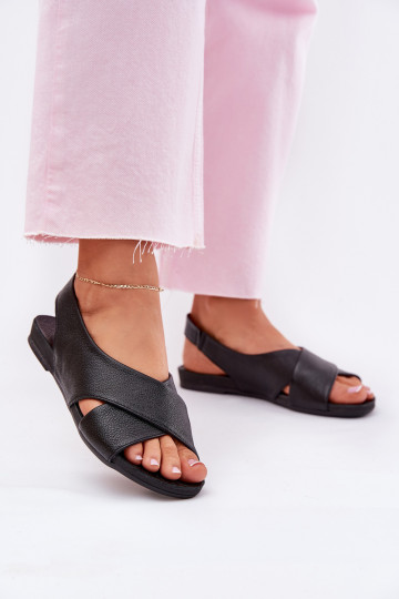 Zazoo 40407 sandales en cuir noires pour femmes