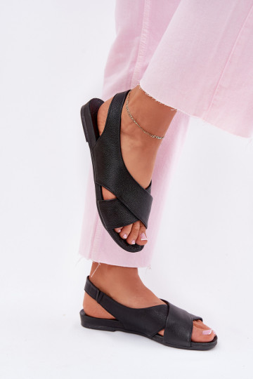 Zazoo 40407 sandales en cuir noires pour femmes 2