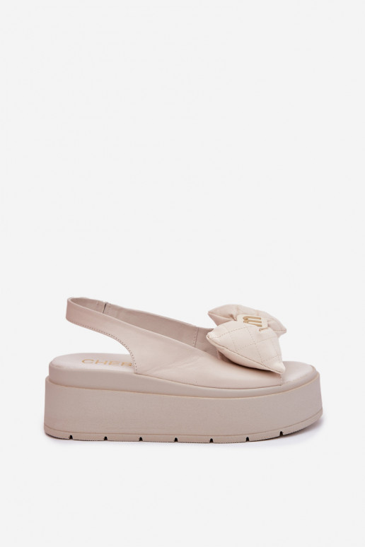 Sandales pour femmes Féminin avec une plateforme avec des rubans CheBello 4641 beige