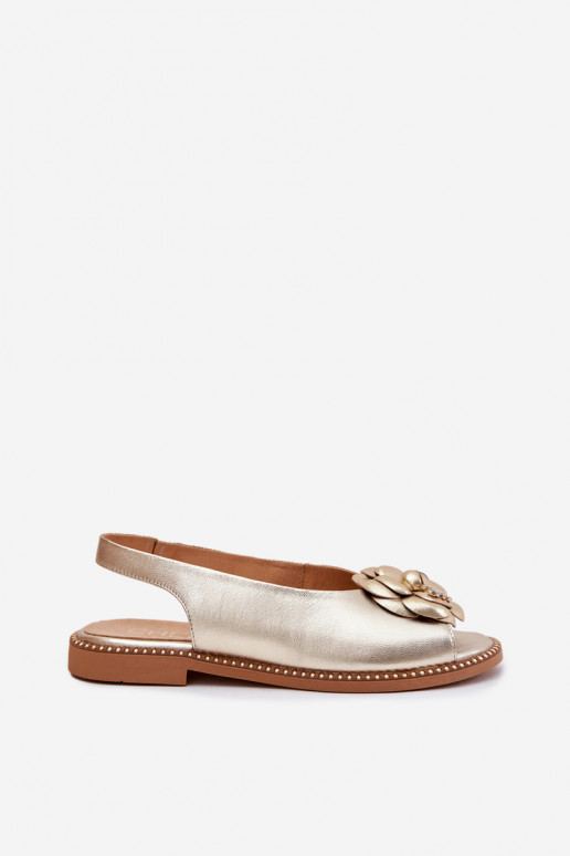 Peau Sandales plates avec des ornements CheBello 4642 couleur dorée Peau Sandales plates avec des ornements CheBello 4642 couleur dorée