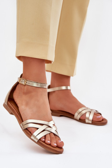 Sandales pour femmes Féminin avec des talons larges Il fautciejka 07029-25 couleur dorée 2