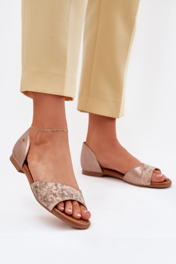 Sandales dorées à talons larges pour femmes Tai turiciejka 06947-25 2