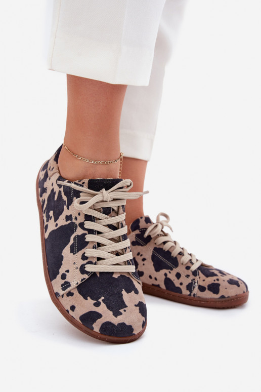 en daim chaussures décontractées Barefoot Féminin DANS Łaty Zazoo N1120 brun-beige en daim chaussures décontractées Barefoot Féminin DANS Łaty Zazoo N1120 brun-beige