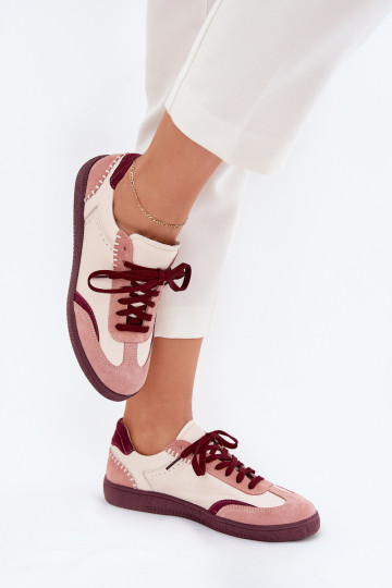 Peau Chaussures modèle baskets Féminin Zazoo N1202 couleur rose