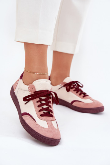 Baskets en cuir rose pour femmes Zazoo N1202 2