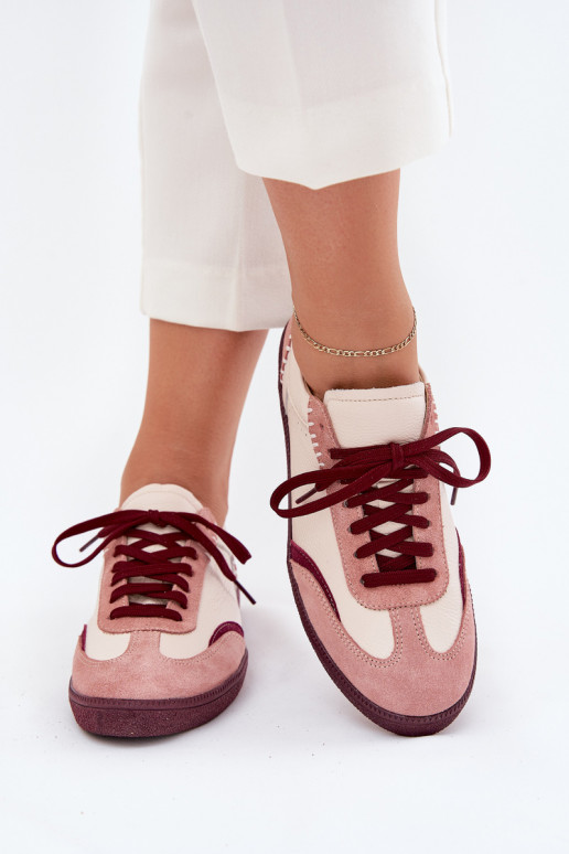 Peau Chaussures modèle baskets Féminin Zazoo N1202 couleur rose