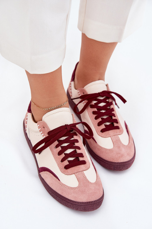 Peau Chaussures modèle baskets Féminin Zazoo N1202 couleur rose