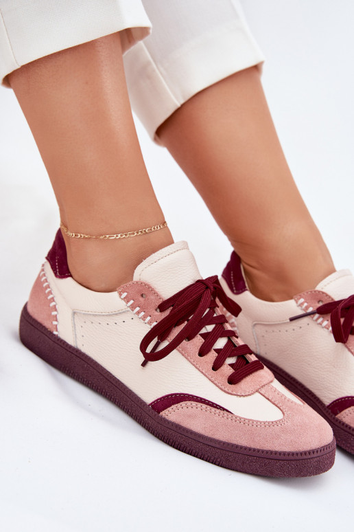 Peau Chaussures modèle baskets Féminin Zazoo N1202 couleur rose