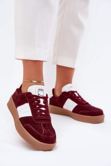 en daim Chaussures modèle baskets Féminin Daniel Lopez Just Dare SS2D4023 Bourgogne