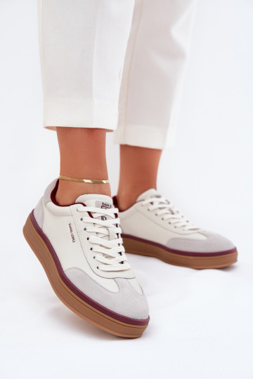 Peau Féminin Chaussures modèle baskets Daniel Lopez Just Dare SS2D4008 Blanc-couleur grise