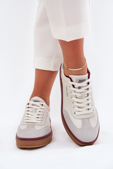 Peau Féminin Chaussures modèle baskets Daniel Lopez Just Dare SS2D4008 Blanc-couleur grise 2