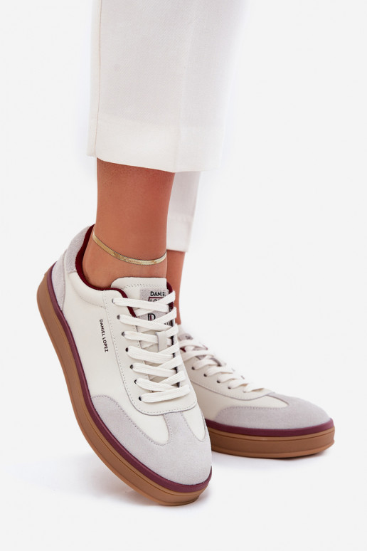 Peau Féminin Chaussures modèle baskets Daniel Lopez Just Dare SS2D4008 Blanc-couleur grise Peau Féminin Chaussures modèle baskets Daniel Lopez Just Dare SS2D4008 Blanc-couleur grise