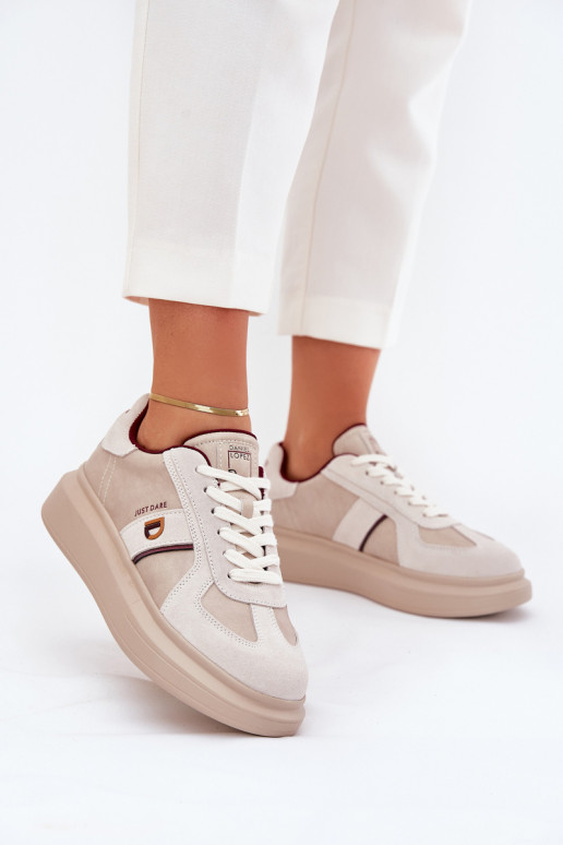 Peau Féminin Chaussures modèle baskets avec une plateforme Daniel Lopez Just Dare SS2D4003 beige Peau Féminin Chaussures modèle baskets avec une plateforme Daniel Lopez Just Dare SS2D4003 beige