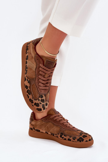 Chaussures modèle baskets Féminin Daniel Lopez Just Dare SS2D4017 avec des motifs en fourrure de léopard