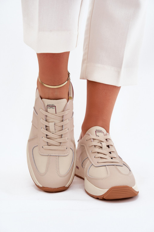 Peau Chaussures de sport pour femmes, baskets Daniel Lopez Just Dare SS2D4043 beige