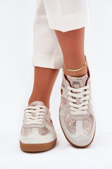 Baskets de sport pour femmes Daniel Lopez Just Dare SS2D4032 couleur sable avec motif animal 2